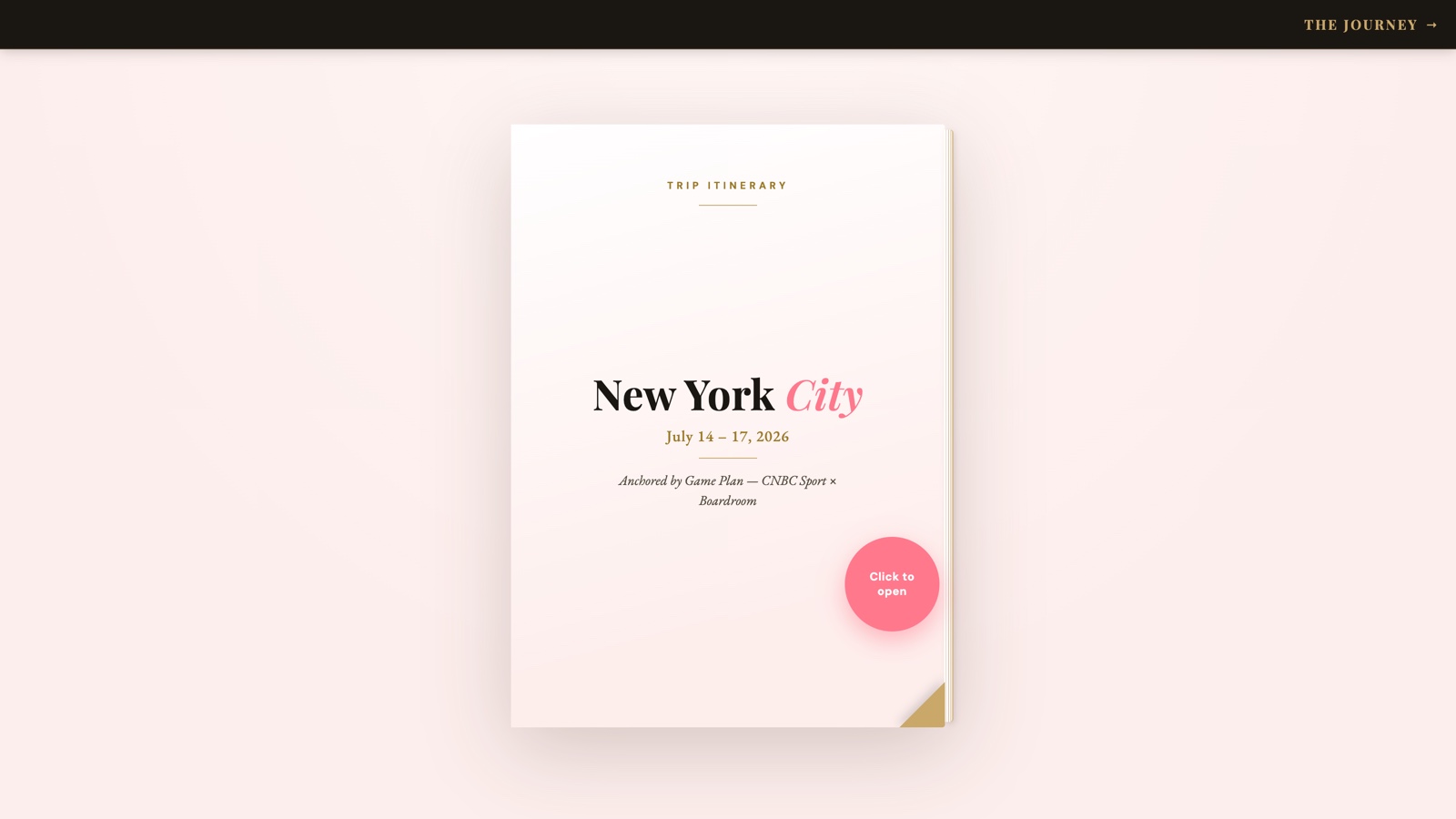 Interactive trip template — New York City itinerary landing page